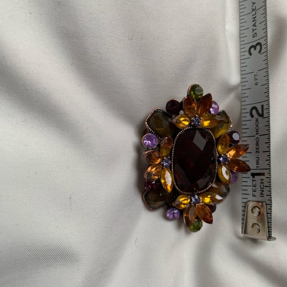 Brooch, costume jewelry. Jewel tones - Picture 4 of 5